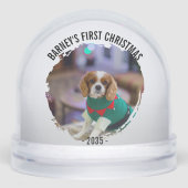 Winter Wreath Dog's FotoKerstmis Sneeuwbol (Voorkant)