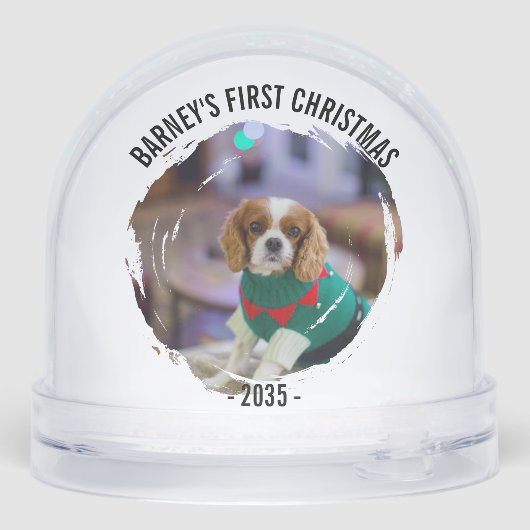 Winter Wreath Dog's FotoKerstmis Sneeuwbol (Achterkant)