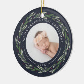 Winter Wreath | Eerste kerstfoto baby's Keramisch Ornament (Links)