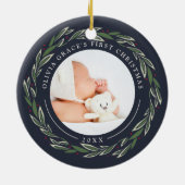 Winter Wreath | Eerste kerstfoto baby's Keramisch Ornament (Achterkant)