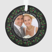 Winter Wreath First Kerstmis als Mr en Mrs. Ornament (achterkant)