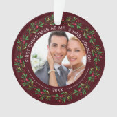 Winter Wreath First Kerstmis als Mr en Mrs. Ornament (voorkant)