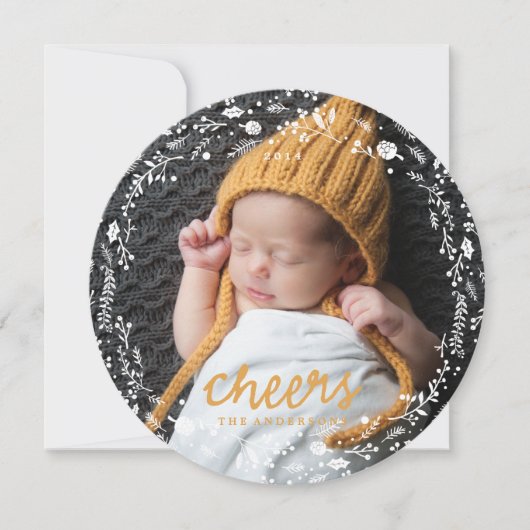 Winter Wreath Foliage CHEERS Feestdagenkaart (Voorkant)