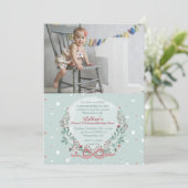 Winter Wreath foto uitnodiging (Staand voorkant)