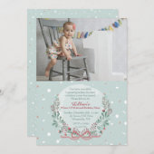 Winter Wreath foto uitnodiging (Voorkant / Achterkant)