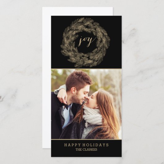 WINTER WREATH | JOY | STYLISH HOLIDAY CARD FEESTDAGENKAART (Voorkant / Achterkant)