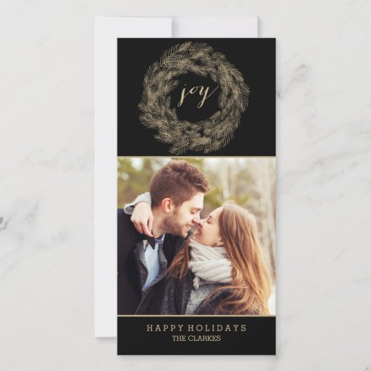 WINTER WREATH | JOY | STYLISH HOLIDAY CARD FEESTDAGENKAART (Voorkant)