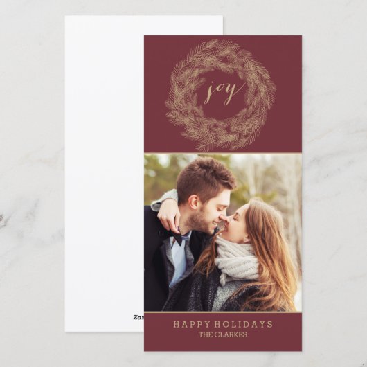 WINTER WREATH | JOY | STYLISH HOLIDAY CARD FEESTDAGENKAART (Voorkant / Achterkant)