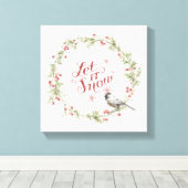 Winter Wreath - Laat het sneeuwen Canvas Afdruk (Insitu (Houten vloer))