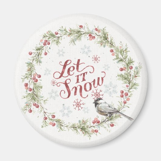 Winter Wreath - Laat het sneeuwen Magneet (Voorkant)