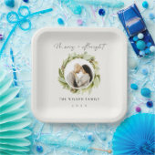 Winter Wreath Merry & Bright FotoKerstmis Papieren Bordje (Feest)