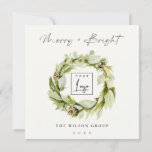 Winter Wreath Merry & Bright Kerstmis Logo Feestdagenkaart<br><div class="desc">Als u nog meer aanpassingen nodig hebt,  kunt u mij op yellowfebstudio@gmail.com vrij klikken.</div>