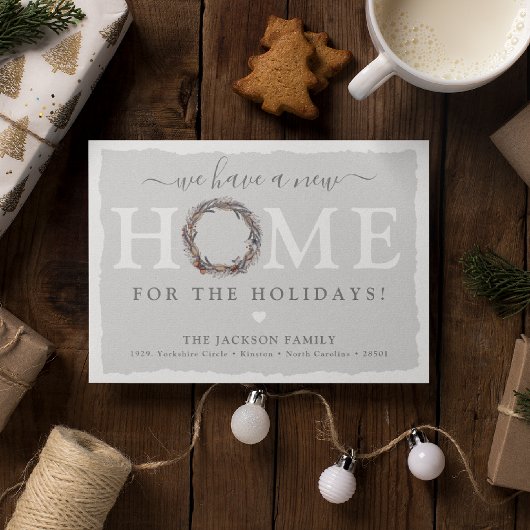 Winter Wreath New Home voor de Feestdagen! Aankondigingskaart