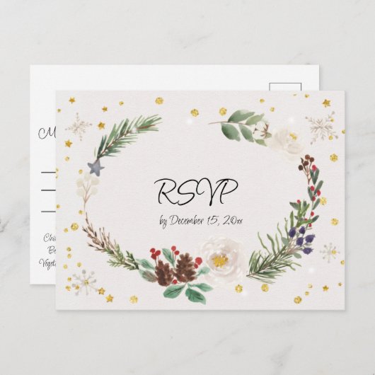 Winter Wreath of Pine Cones and Holly Briefkaart (Voorkant / Achterkant)