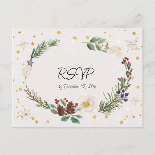 Winter Wreath of Pine Cones and Holly Briefkaart (Voorkant)