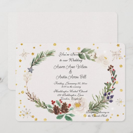 Winter Wreath of Pine Cones and Holly Kaart (Voorkant / Achterkant)