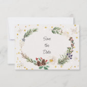 Winter Wreath of Pine Cones and Holly Save The Date (Voorkant)