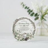 Winter Wreath Poinsettia & Bird Kerstmis Kaart (Staand voorkant)