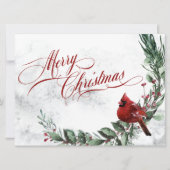 Winter Wreath & Red Cardinal Christmas Feestdagenkaart (Voorkant)