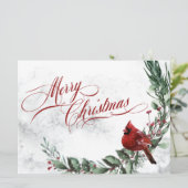 Winter Wreath & Red Cardinal Christmas Feestdagenkaart (Staand voorkant)