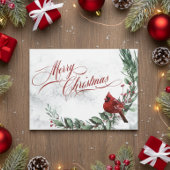 Winter Wreath & Red Cardinal Christmas Feestdagenkaart