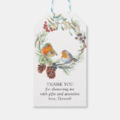 Winter Wreath Robin Mistletoe en Pine Dank u Cadeaulabel (Voorkant)