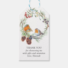 Winter Wreath Robin Mistletoe en Pine Dank u Cadeaulabel