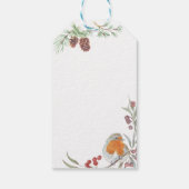 Winter Wreath Robin Mistletoe en Pine Kerstmis Cadeaulabel (Achterkant)