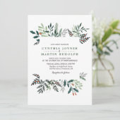 Winter Wreath Wedding Invitation Kaart (Staand voorkant)