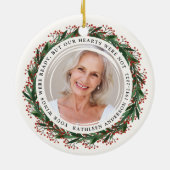 Winter Wreatings was klaar Foto Memorial Keramisch Ornament (Achterkant)