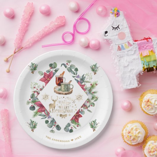 Winter Wreatscript wil je een vrolijk kerstfeest g Papieren Bordje (Feest)