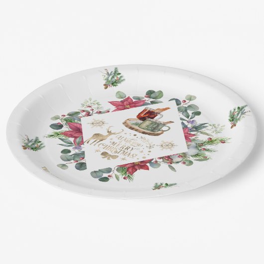 Winter Wreatscript wil je een vrolijk kerstfeest g Papieren Bordje (Gekanteld)