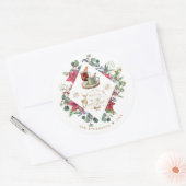Winter Wreatscript wil je een vrolijk kerstfeest g Ronde Sticker (Envelop)