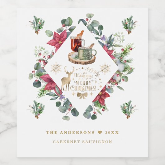 Winter Wreatscript wil je een vrolijk kerstfeest g Wijn Etiket (Enkel label)