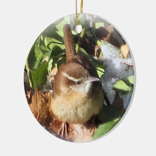 Winter Wren Keramisch Ornament (Links)