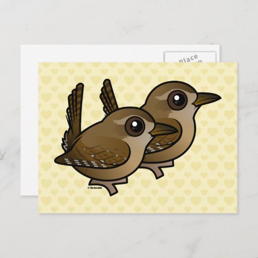 Winter Wren Pair Briefkaart (Voorkant / Achterkant)