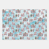 Winter Xmas Blauwe en Rode Schattigee Pinguïns Ker Inpakpapier Vel (Voorkant 2)