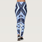 Winter Xmas Blue Grey Gray Retro Geometric Pattern Leggings (Achterkant)