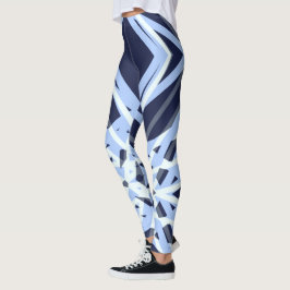 Winter Xmas Blue Grey Gray Retro Geometric Pattern Leggings