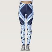 Winter Xmas Blue Grey Gray Retro Geometric Pattern Leggings (Voorkant)