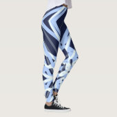 Winter Xmas Blue Grey Gray Retro Geometric Pattern Leggings (Rechts)
