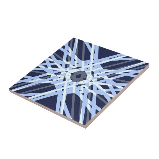 Winter Xmas Blue Grey Gray Retro Geometric Pattern Tegeltje (Zijkant)