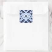 Winter Xmas Blue Grey Gray Retro Geometric Pattern Vierkante Sticker (Tas)