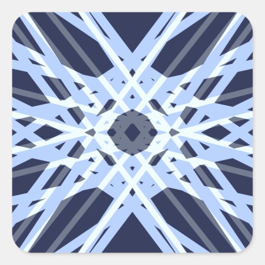 Winter Xmas Blue Grey Gray Retro Geometric Pattern Vierkante Sticker (Voorkant)