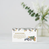 Winter X'mas Tree Tractor Bear Books Baby Shower Informatiekaartje (Staand voorkant)