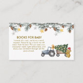 Winter X'mas Tree Tractor Bear Books Baby Shower Informatiekaartje (Voorkant)