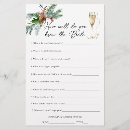 Winter Xmas Wie kent de bruid Vrijgezellenfeest sp (Voorkant)