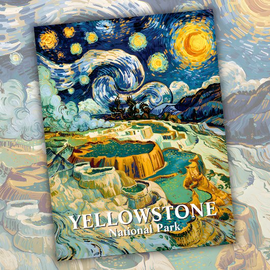 Winter Yellowstone Mammoth Hot Springs Van Gogh Briefkaart