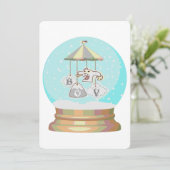 Winter yeti sneeuw wereldbol kinderfeest kaart (Staand voorkant)