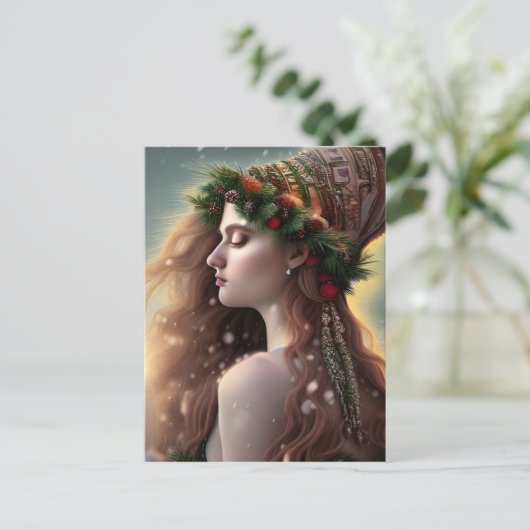 Winter Yule Goddess Briefkaart (Staand voorkant)